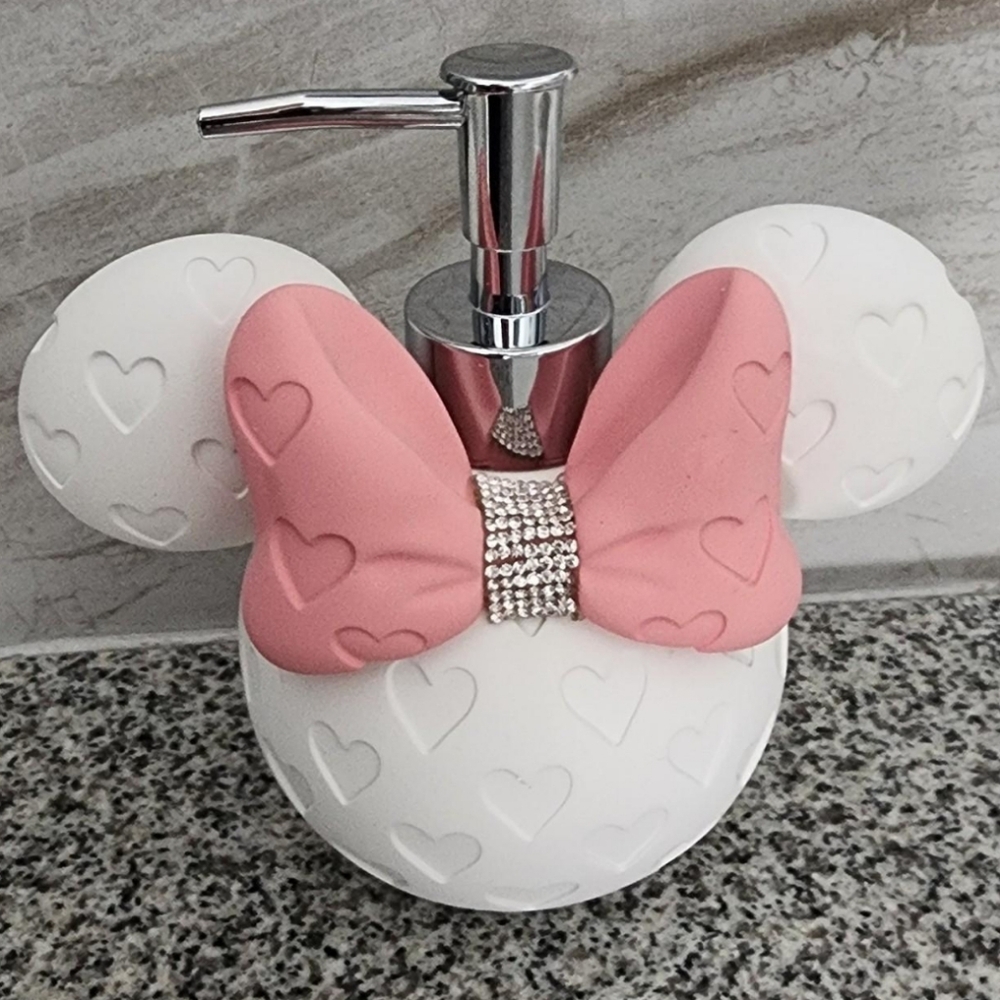 NWT Disney Minnie Mouse White Pink Rhinestone Pump Dispenser
